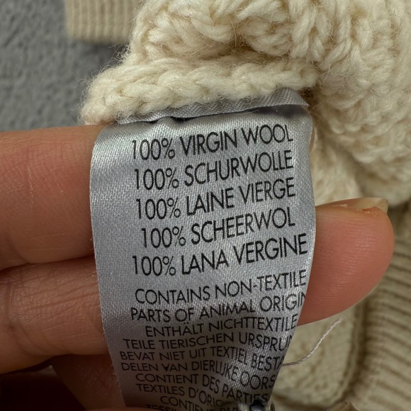 Irelandseye Sweater Small Womens Cream Cable Knit Wool Cardigan Button Pockets - Picture 13 of 15